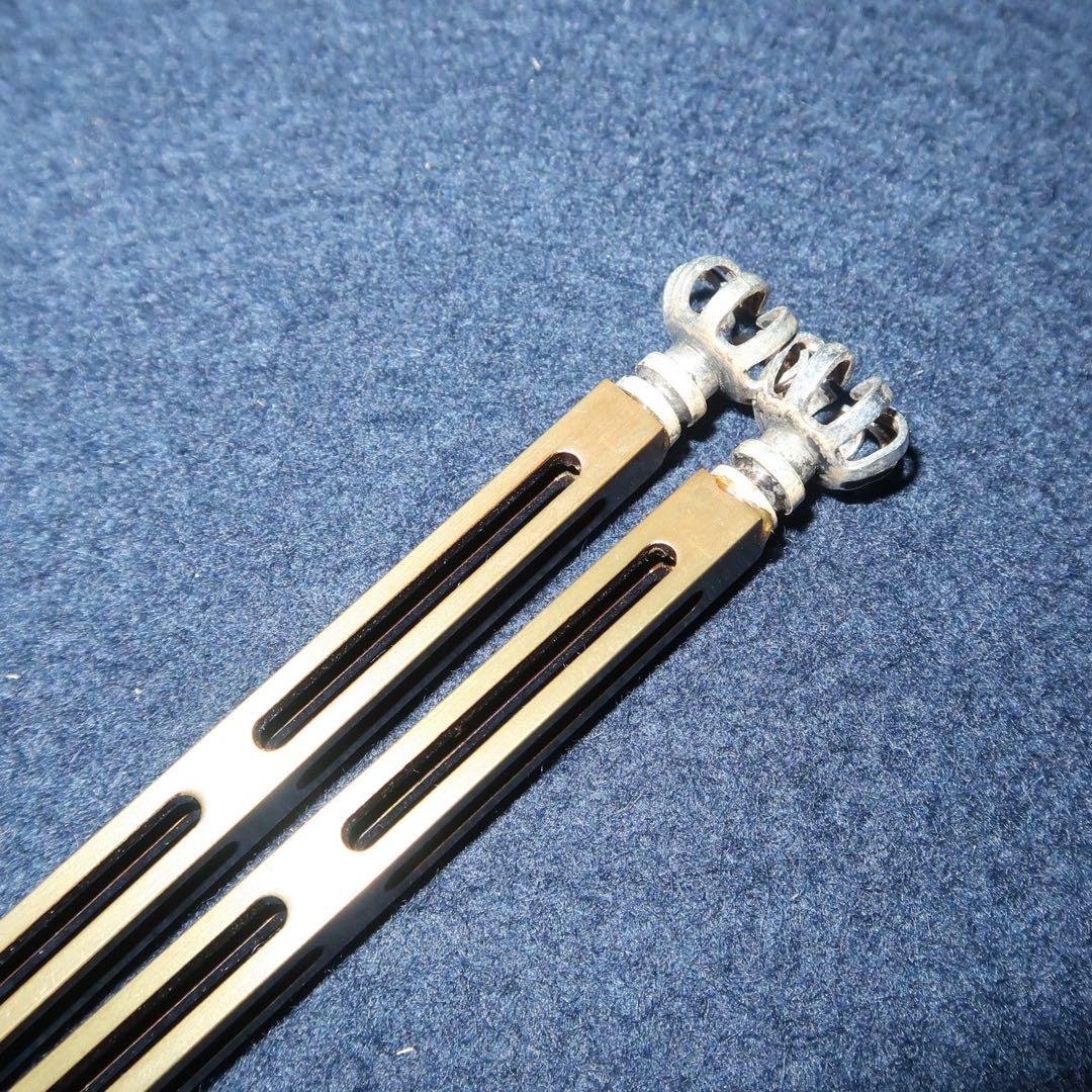 【茶道具】木村清五郎作　菊頭四方透飾火箸