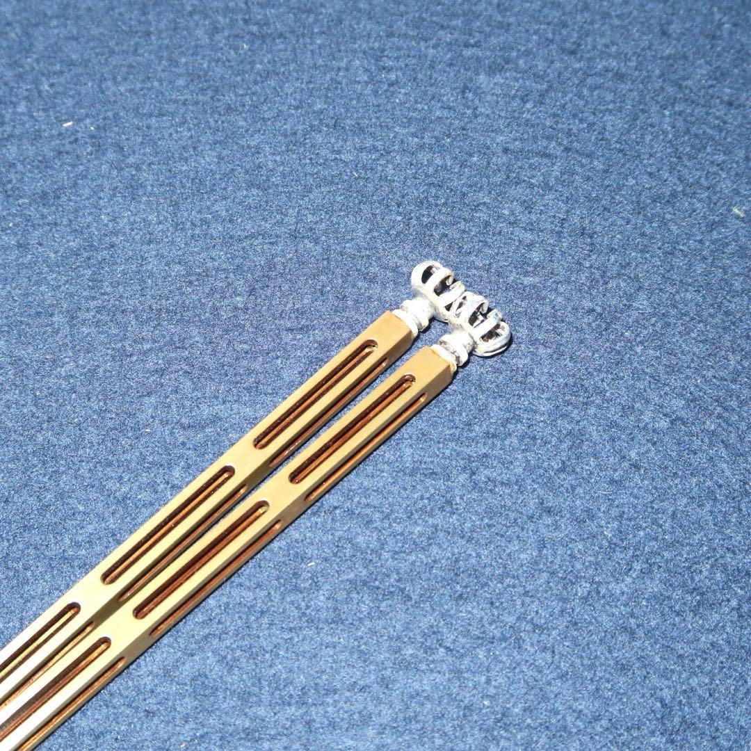 【茶道具】木村清五郎作　菊頭四方透飾火箸