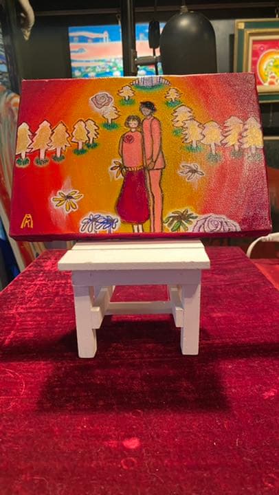 アクリル画】商品名　「ラブソング」未使用品　限定品  ミニチェアー付き