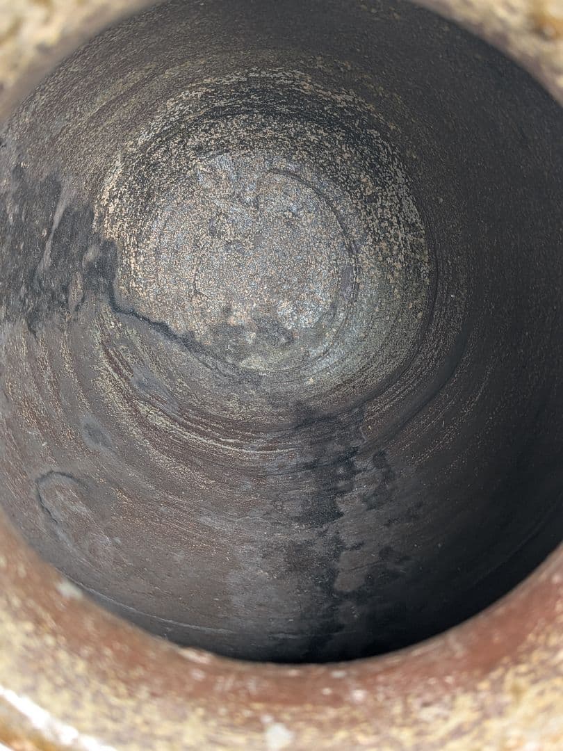 【直しあり】 備前焼 波状文壷 壺 無銘 骨董品 古美術品 ツボ 置物 時代物