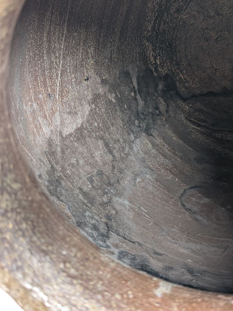 【直しあり】 備前焼 波状文壷 壺 無銘 骨董品 古美術品 ツボ 置物 時代物