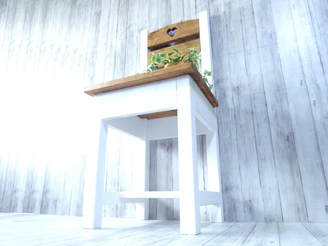 ハンドメイド 一人掛けチェア ハートタイプB（チーク＆ホワイト）