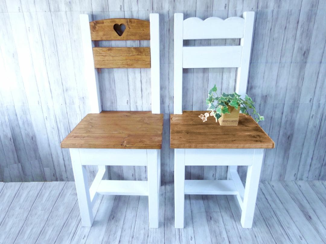 ハンドメイド 一人掛けチェア ハートタイプB（チーク＆ホワイト）