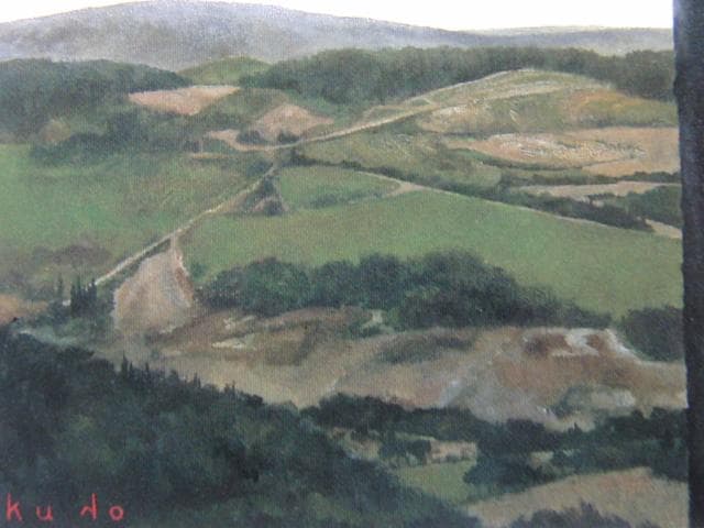 久野和洋、【地の風景（二本の木）】、希少な画集画、新品高級額・額装付