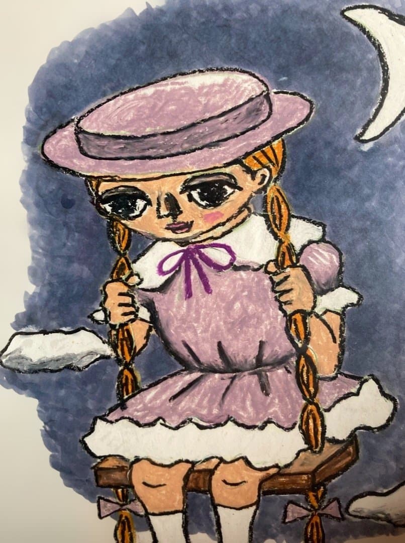 新品直筆絵画『原マスミ／ブランコ』豪華（四つ切り）額付