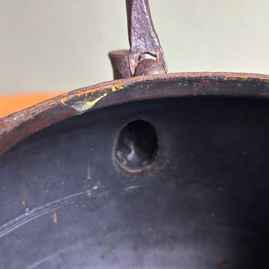 鉄瓶 銅蓋 梅花 長文堂 高さ23cm