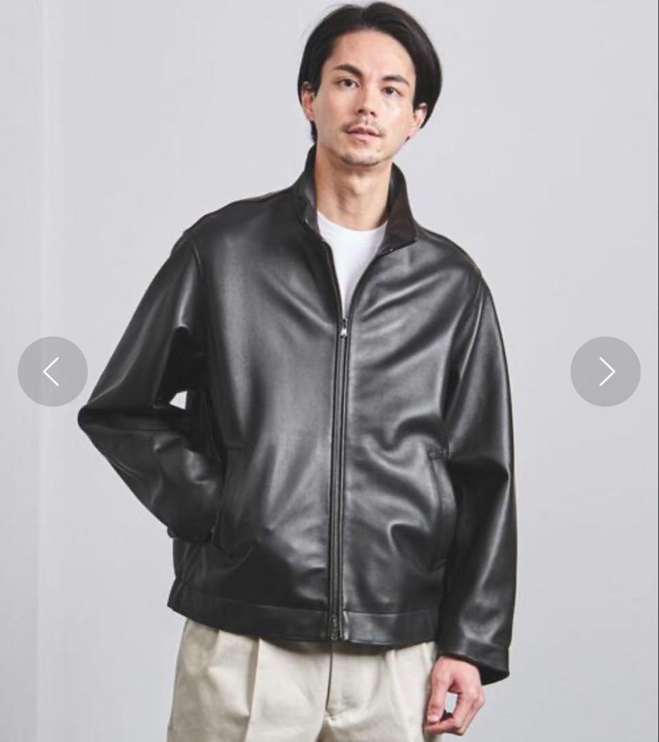 【UNITED ARROWS】 ラムレザー スタンドカラーダブルジップブルゾン