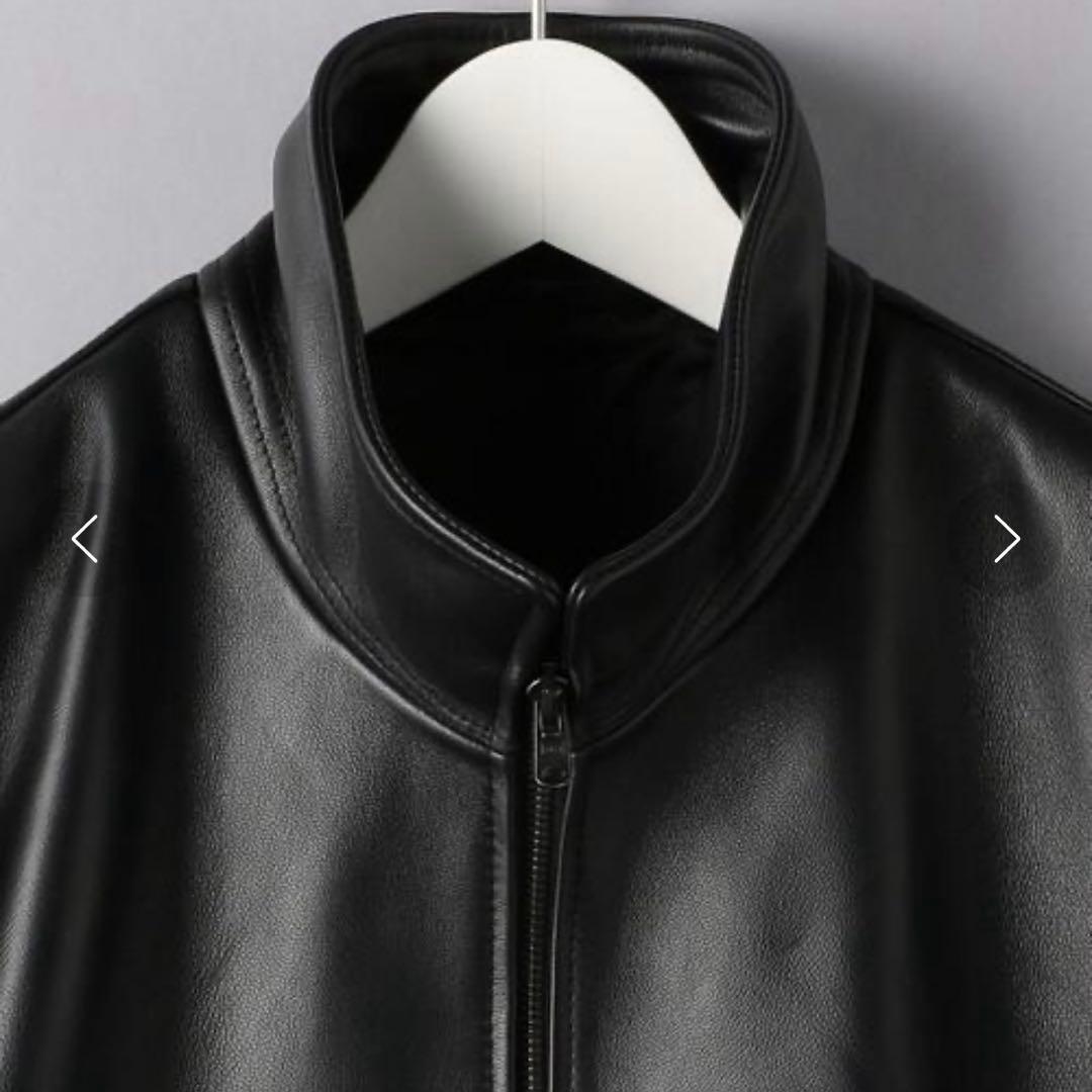 【UNITED ARROWS】 ラムレザー スタンドカラーダブルジップブルゾン