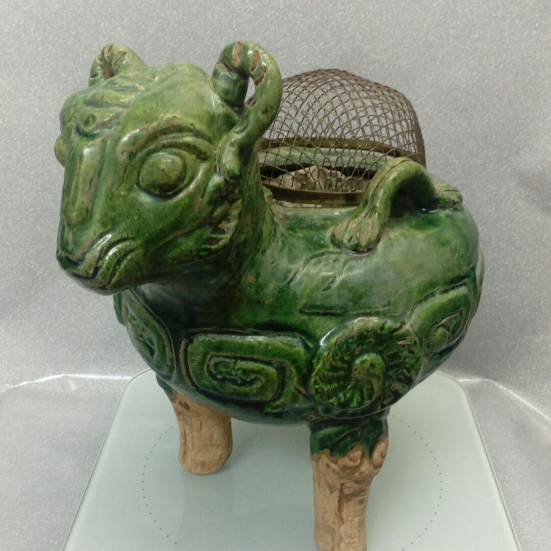 時代古玩中国朝鮮緑釉美術獣羊形時代景色アンティーク美品香炉当時物コレクション