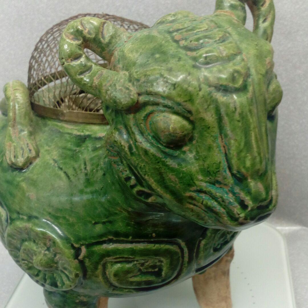 時代古玩中国朝鮮緑釉美術獣羊形時代景色アンティーク美品香炉当時物コレクション