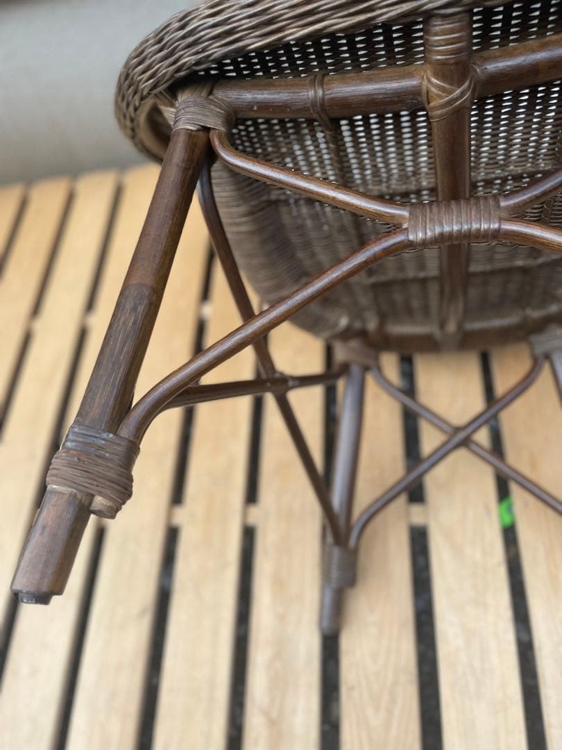 ②カザマ KAZAMA ラタン 丸型座椅子