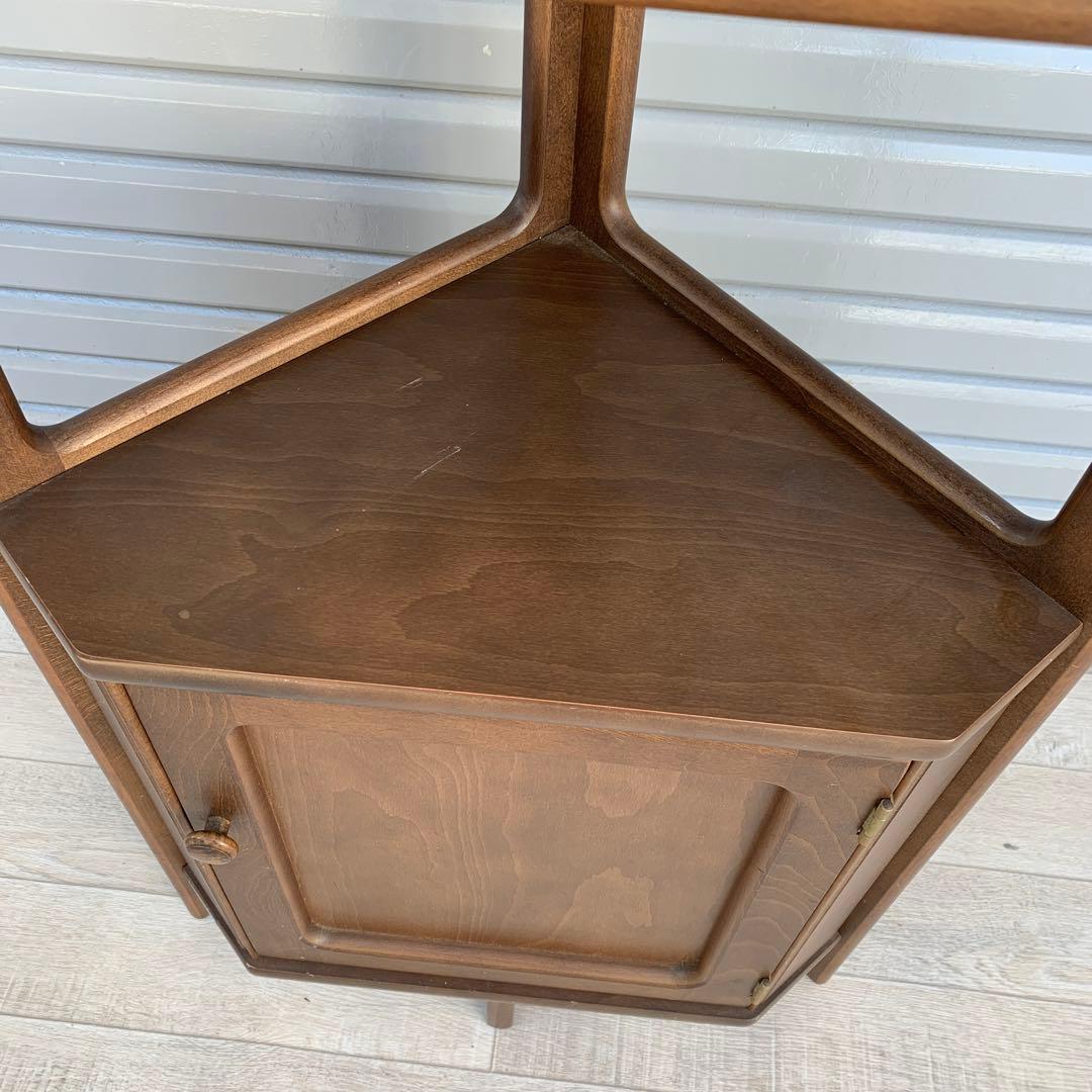 Karimoku カリモク コーナー 花台 電話台 サイドテーブル 三角 収納