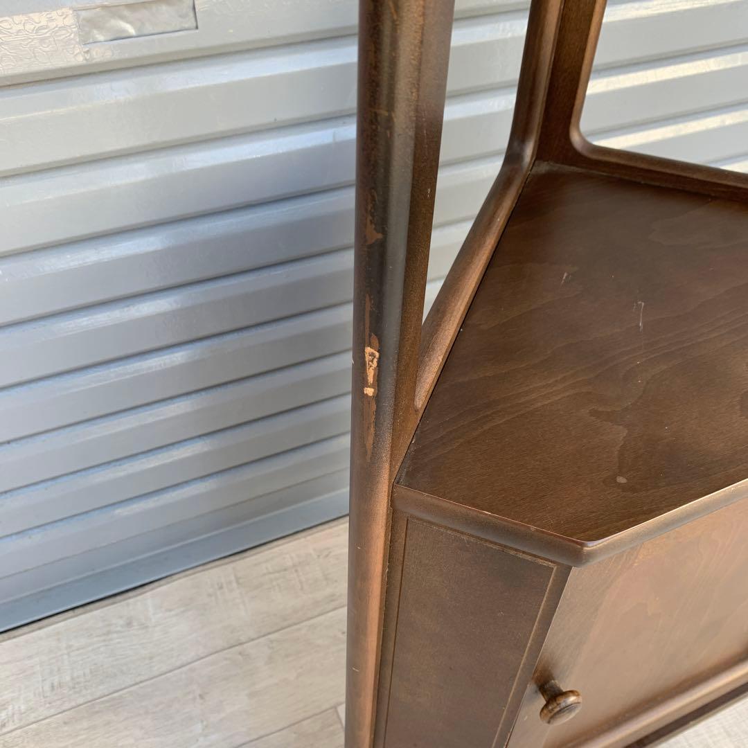 Karimoku カリモク コーナー 花台 電話台 サイドテーブル 三角 収納