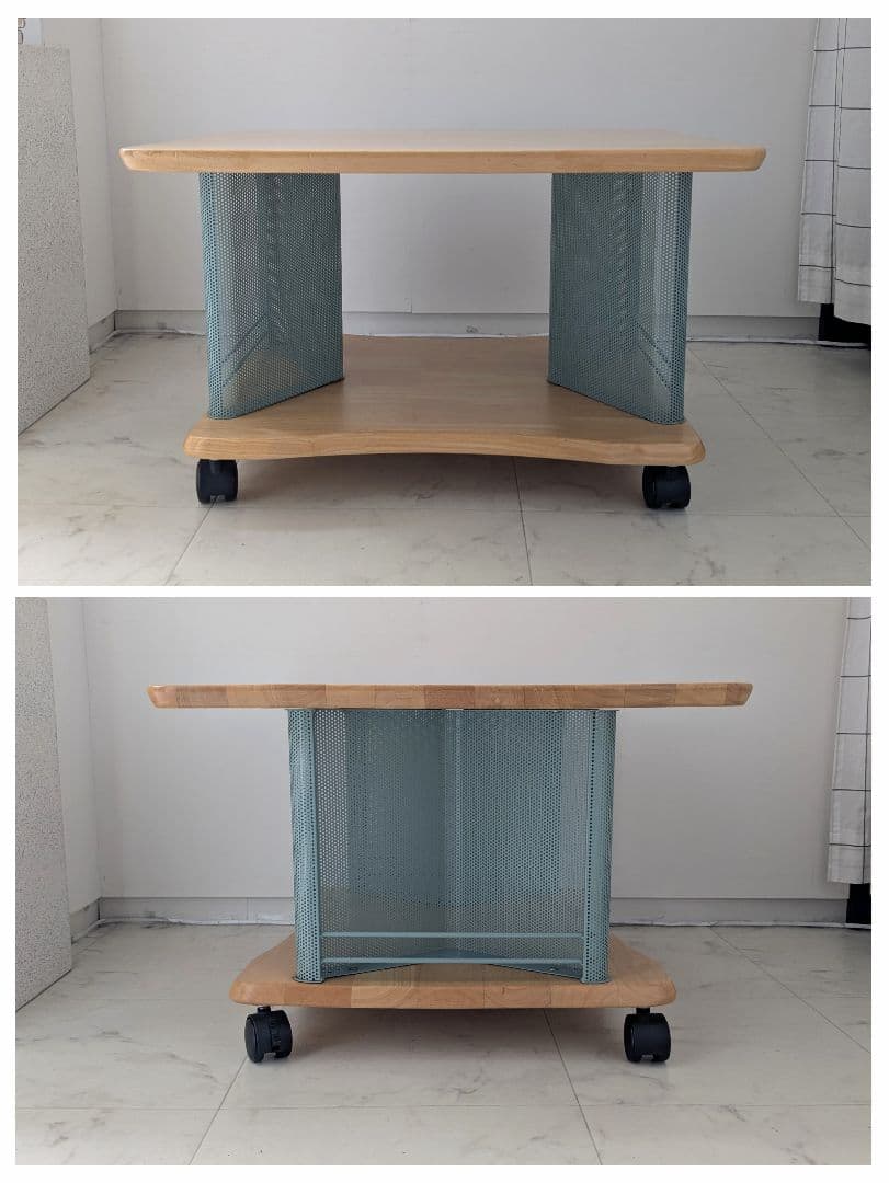 90s vintage パンチングメタルのブックスタンド付き テーブル