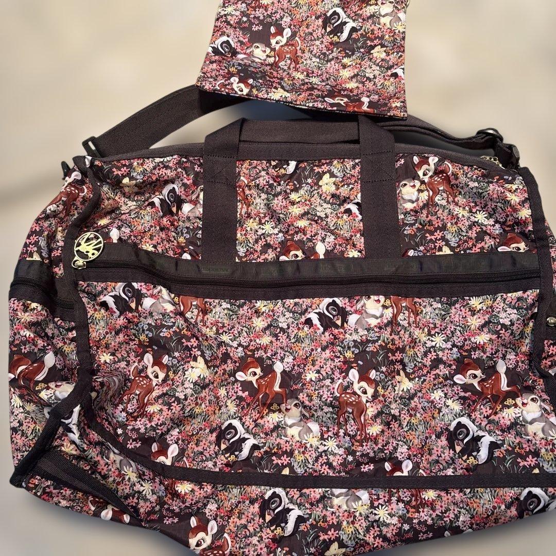 LeSportsac. バンビ柄　ボストンバッグ 約縦37x横50xマチ23