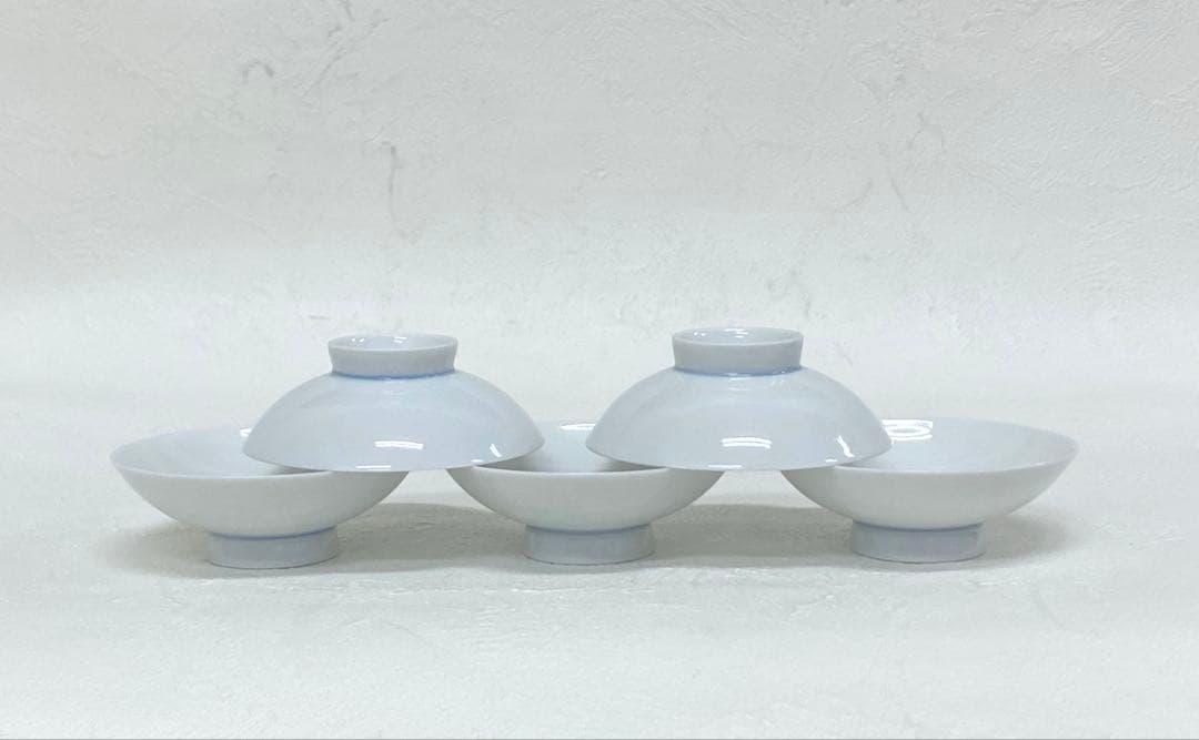 九谷焼 山本長左 染付絵変草花 平盃 盃 酒器 5枚 食器