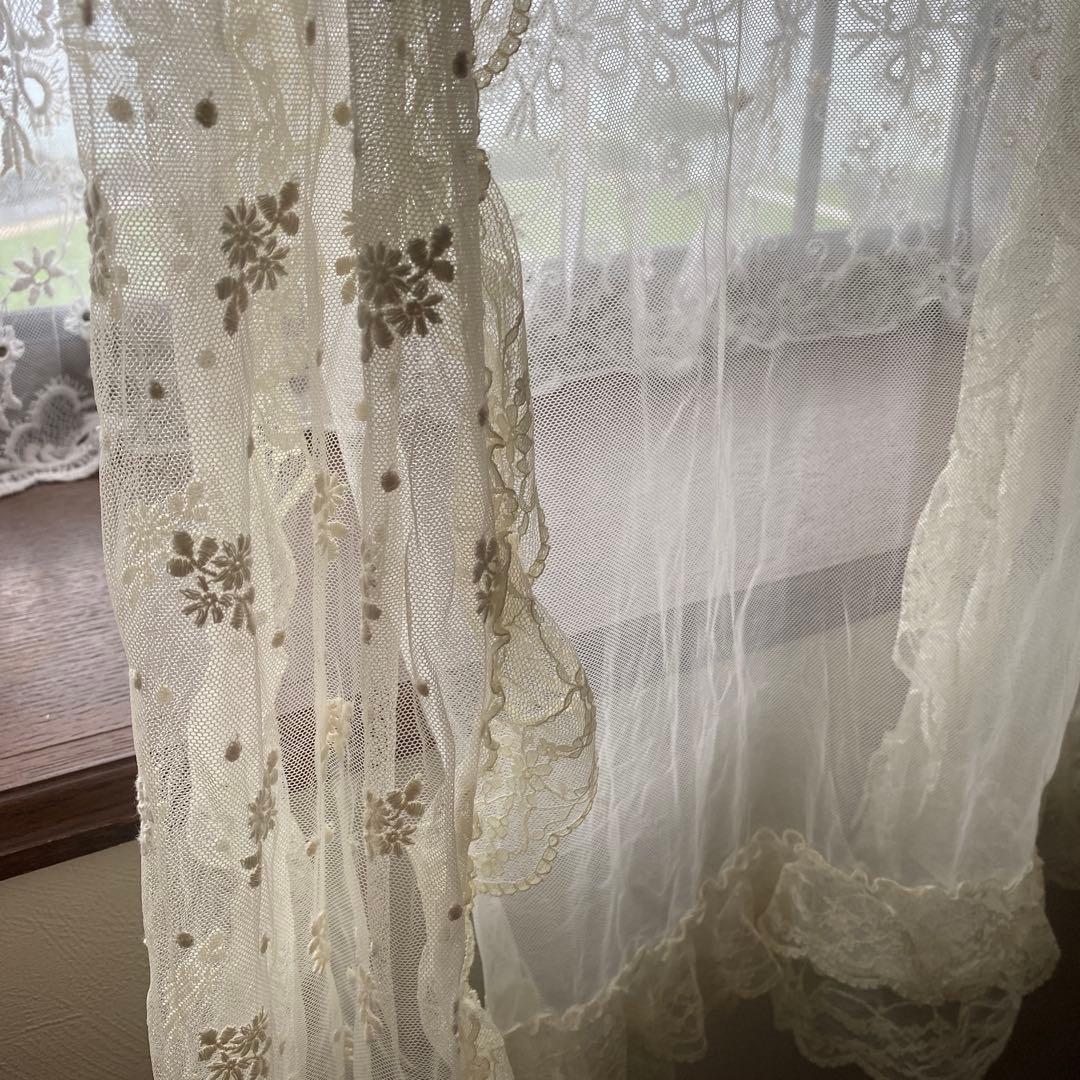 さえら風 雰囲気良い素敵な 2Way レースカーテン　のれん風