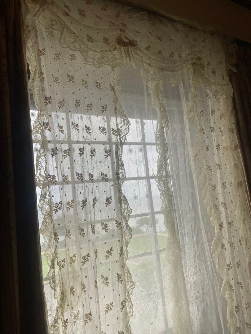 さえら風 雰囲気良い素敵な 2Way レースカーテン　のれん風