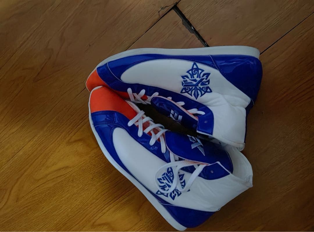 ボクシングシューズ ハイカット 青白オレンジ