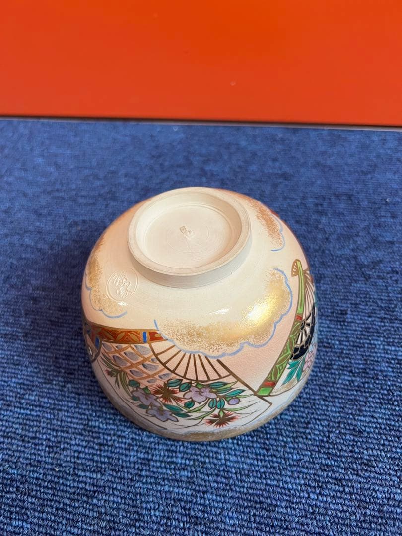 1444 橋本紫雲　色絵扇面霞文  抹茶碗　茶道具　高級茶碗