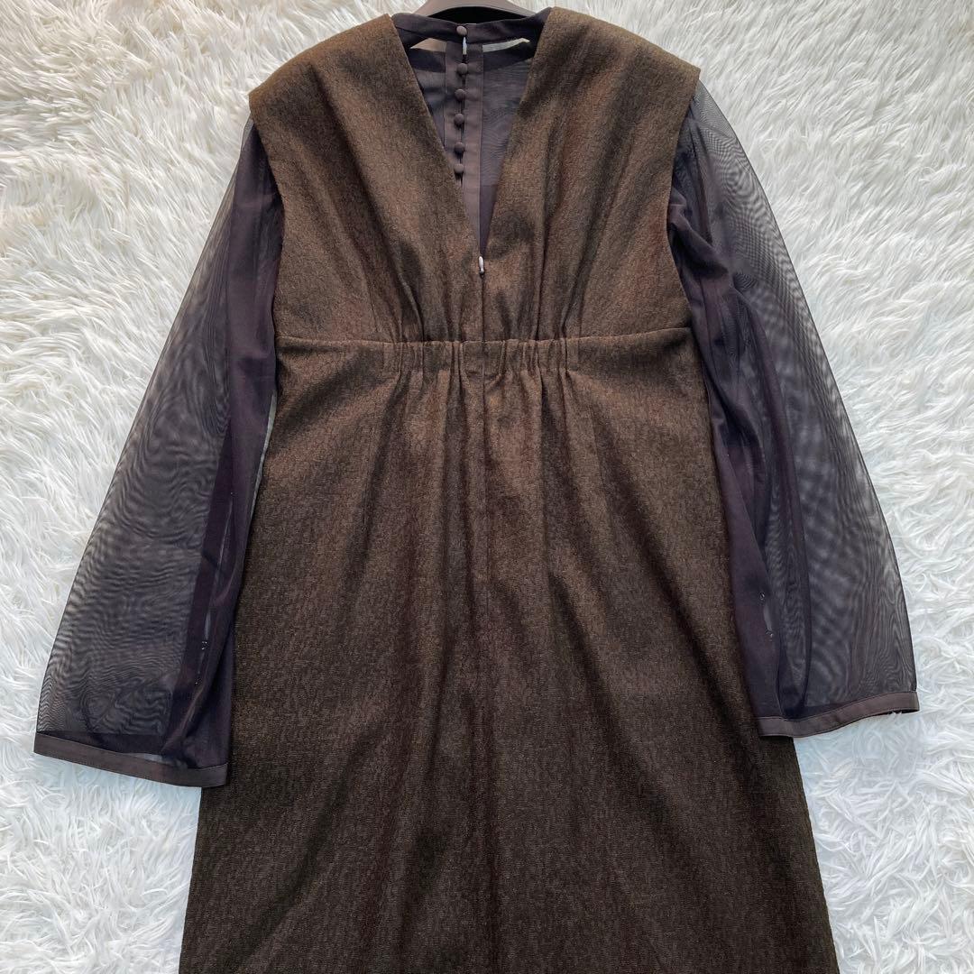 極美品✨kana ジャガード チュール セットドレス ブラウン ドレス S