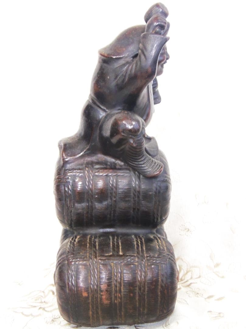 高31cm 古備前 七福神 俵大黒天 大黒様 置物 縁起物 古美術 骨董品 開運