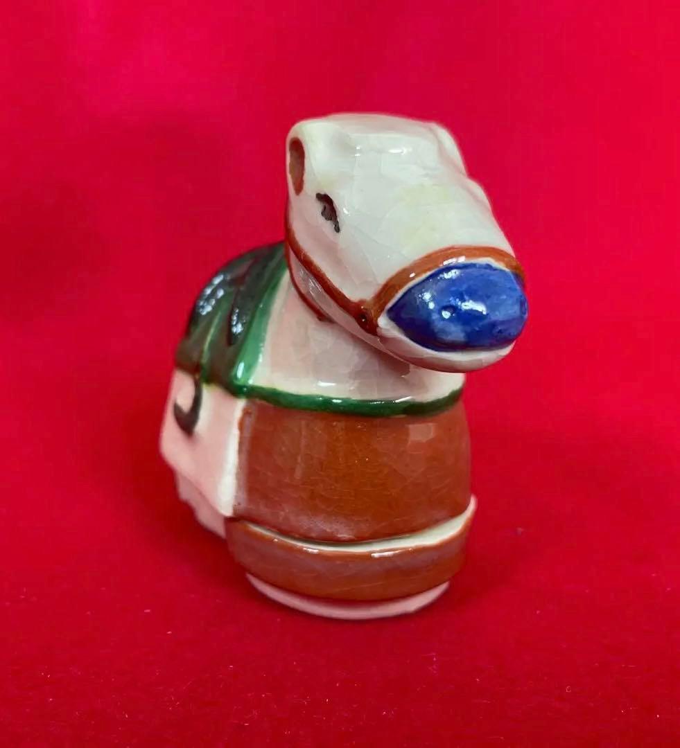 茶道具　陶器の馬の香合　木箱付き