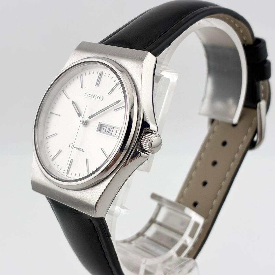 【電池交換済】SEIKO　CRONOS　腕時計　デイデイト　新品ベルト　クォーツ