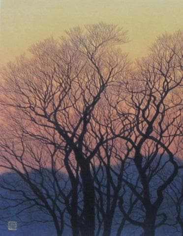 坪内滄明、茜梢、希少な画集より、新品高級額装付、状態良好