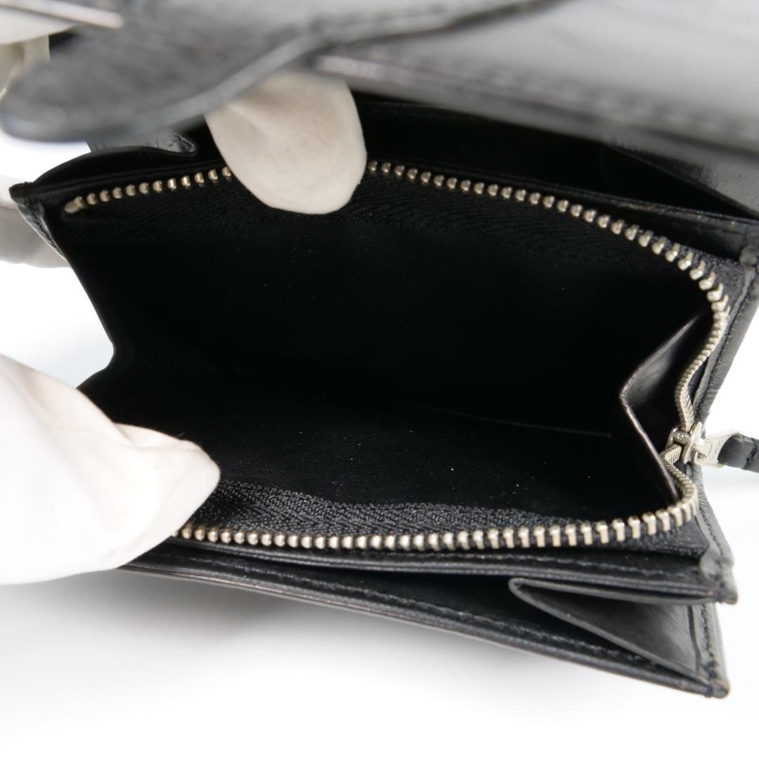 良品✨ わちふぃーるど ダヤン 本革 二つ折り財布 ブラック 刺繍 チェーン付