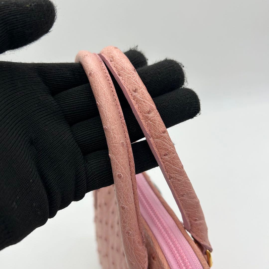 MORABITO　モラビト　オーストリッチ　ショルダーバッグ　2way　ピンク