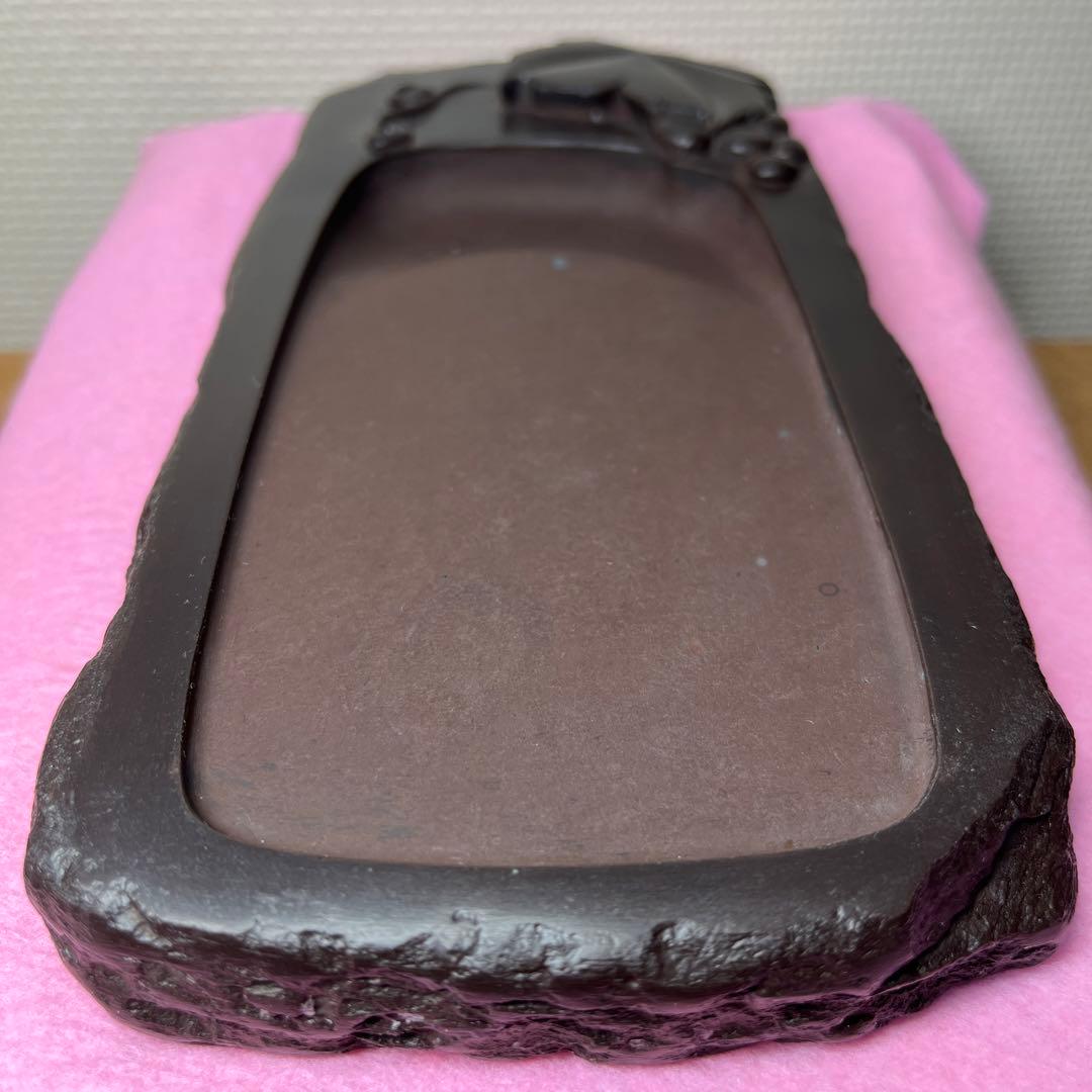 ⭕️赤間硯　阿野硯製作所　葡萄彫刻入り野面硯　かなり古い作品