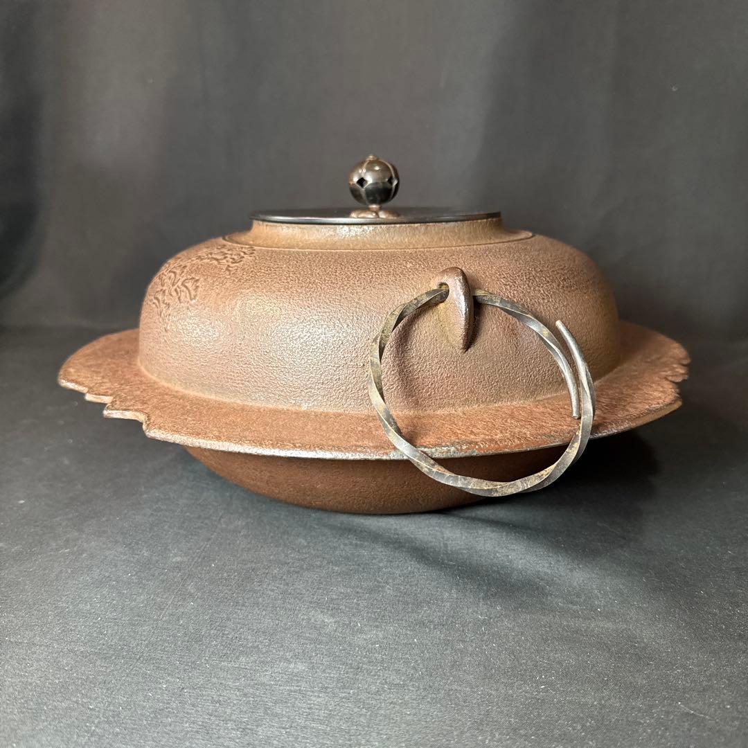 Ｆ69 送料無料　透木釜　浄義　茶釜　茶道　共箱　釜鐶　茶道具　金属工芸