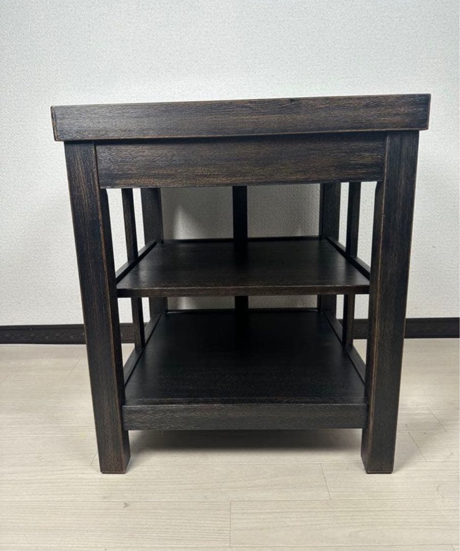 ダークブラウン木製3段テーブル