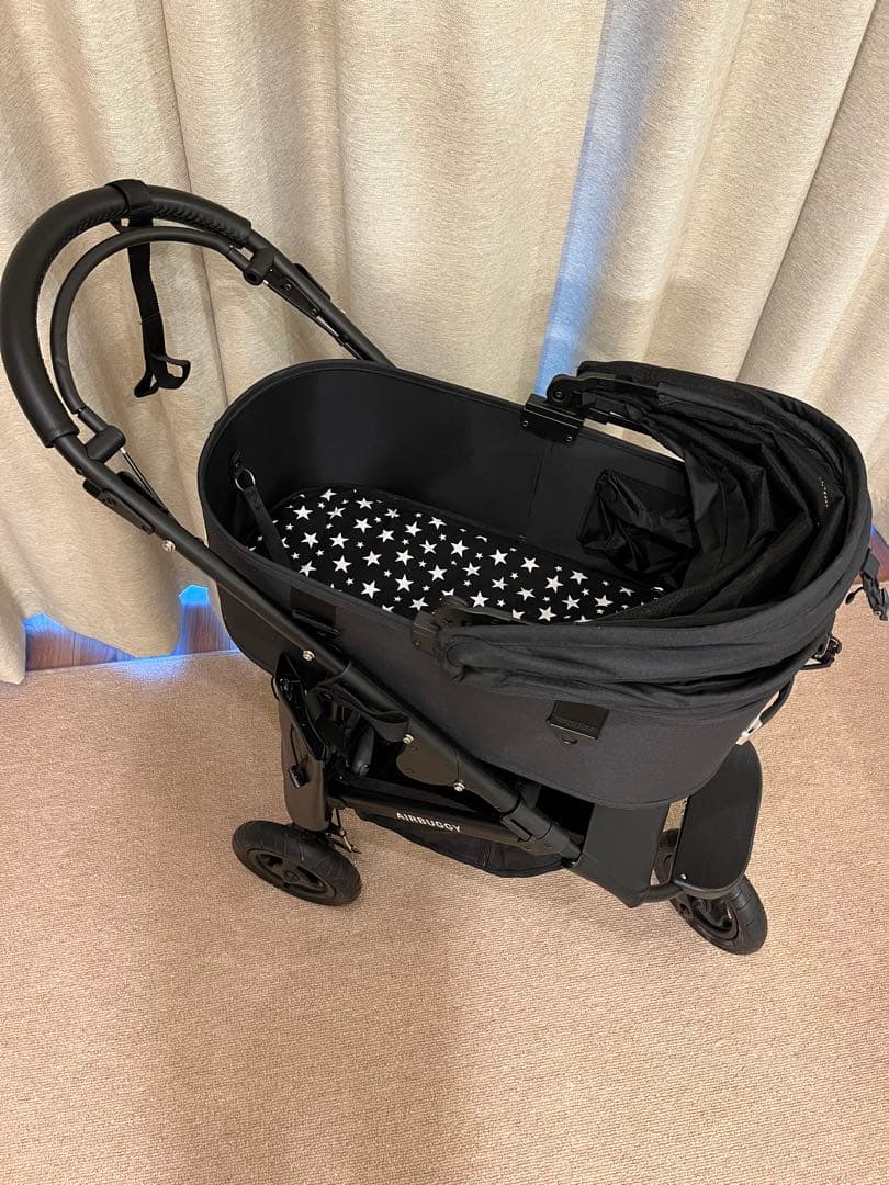 ★川崎市内直接手渡し★AirBuggy ドーム3ラージ ブラック 星柄カバー付