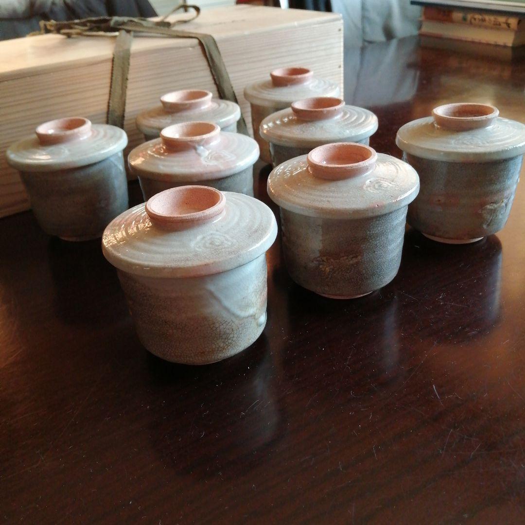 八事窯　中村道年　御本手一口碗　8客　7cm