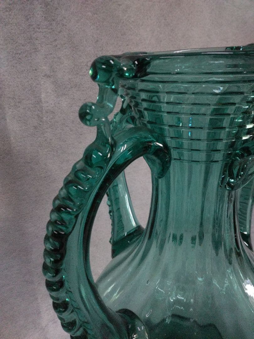 マヨルカガラス　花瓶　スペイン　　吹きガラス　美術民藝　工芸品　アンティーク