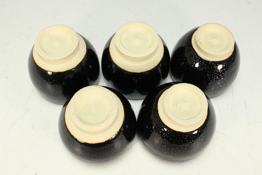 清水保孝作 油滴釉 碗 共箱 未使用 栞 父 人間国宝 清水卯一(K-A232)