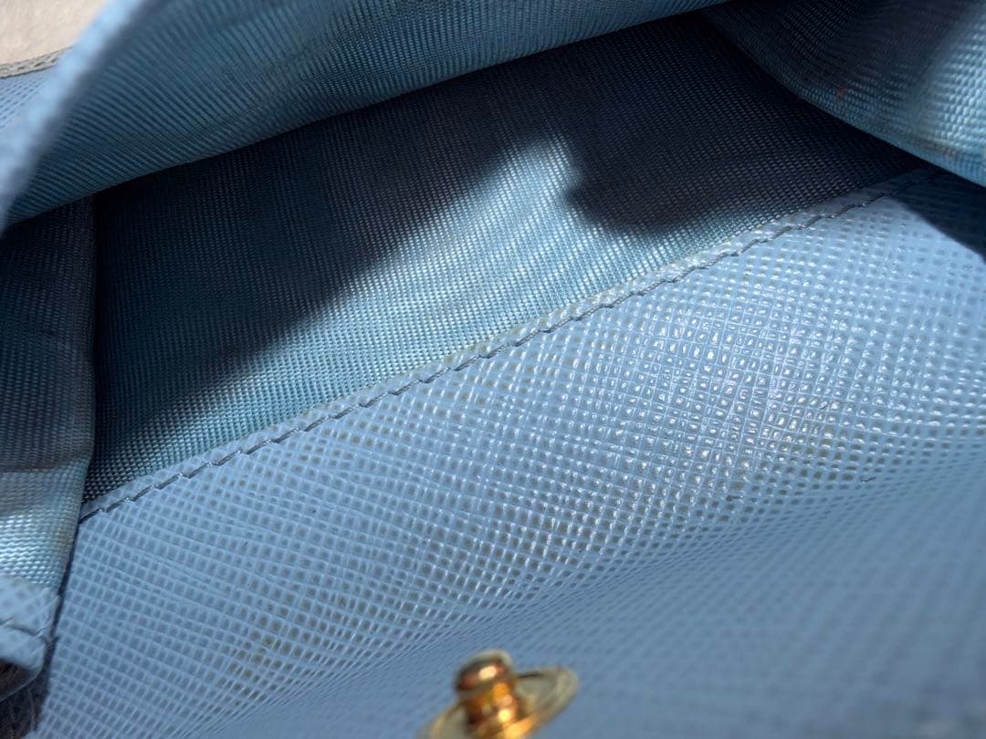 PRADA 二つ折り財布　ウォレット　グレー　ブルー　サフィアーノ