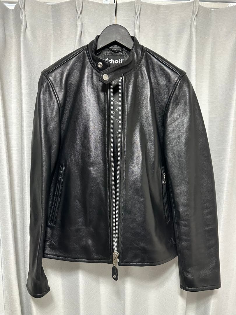 【美品】　Schott/ショット　シングルライダースレザージャケット ブラック