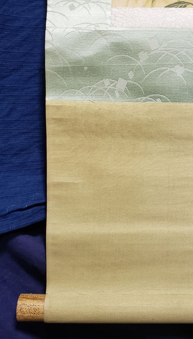 【桔梗に蝶図】榊原苔山 2556 キキョウにチョウ　掛け軸　肉筆