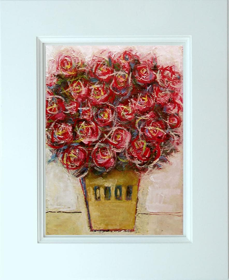 油絵 菅家令子 絵 絵画 インテリア 額付(黒) uF6-110902 花 ばら