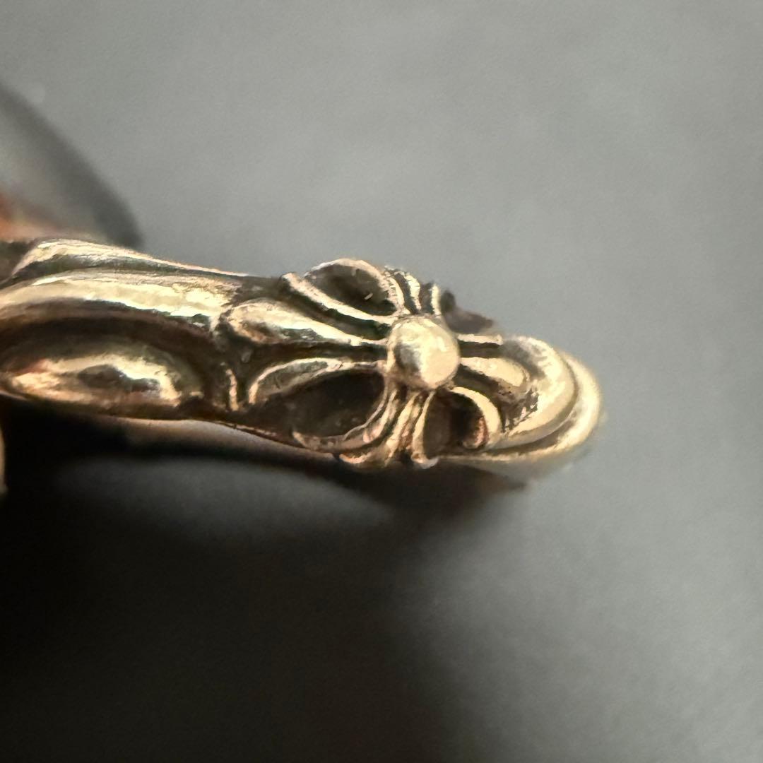 925 シルバー 花模様 SBT リング　クロス　銀　17号　いぶし