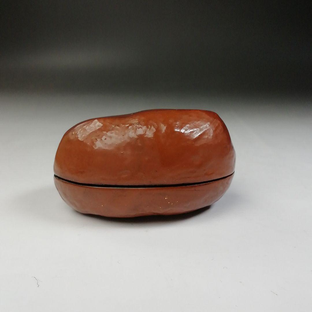 Ｔ７４８　香合　『乾漆　栗香合』『粒俵 作』　共箱　茶道具