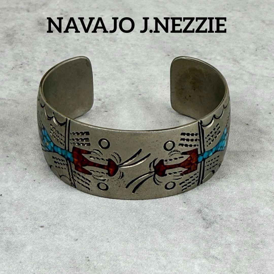 NAVAJO J.NEZZIE ナバホ インレイバングル 幅2cm 太め