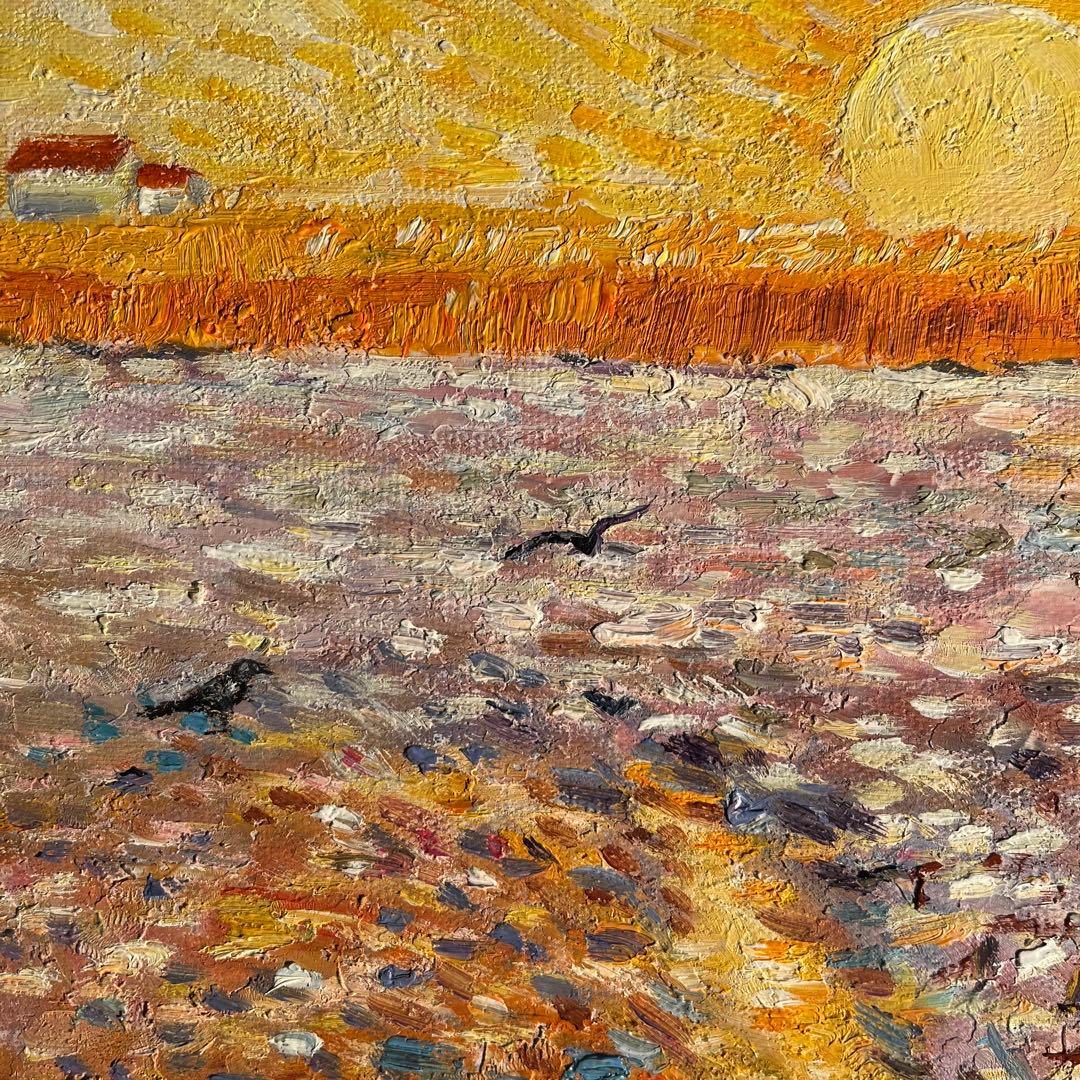 ★秀作★ 手書き油絵 ゴッホ 種蒔く人 肉筆絵画 額付き インテリア 油彩画