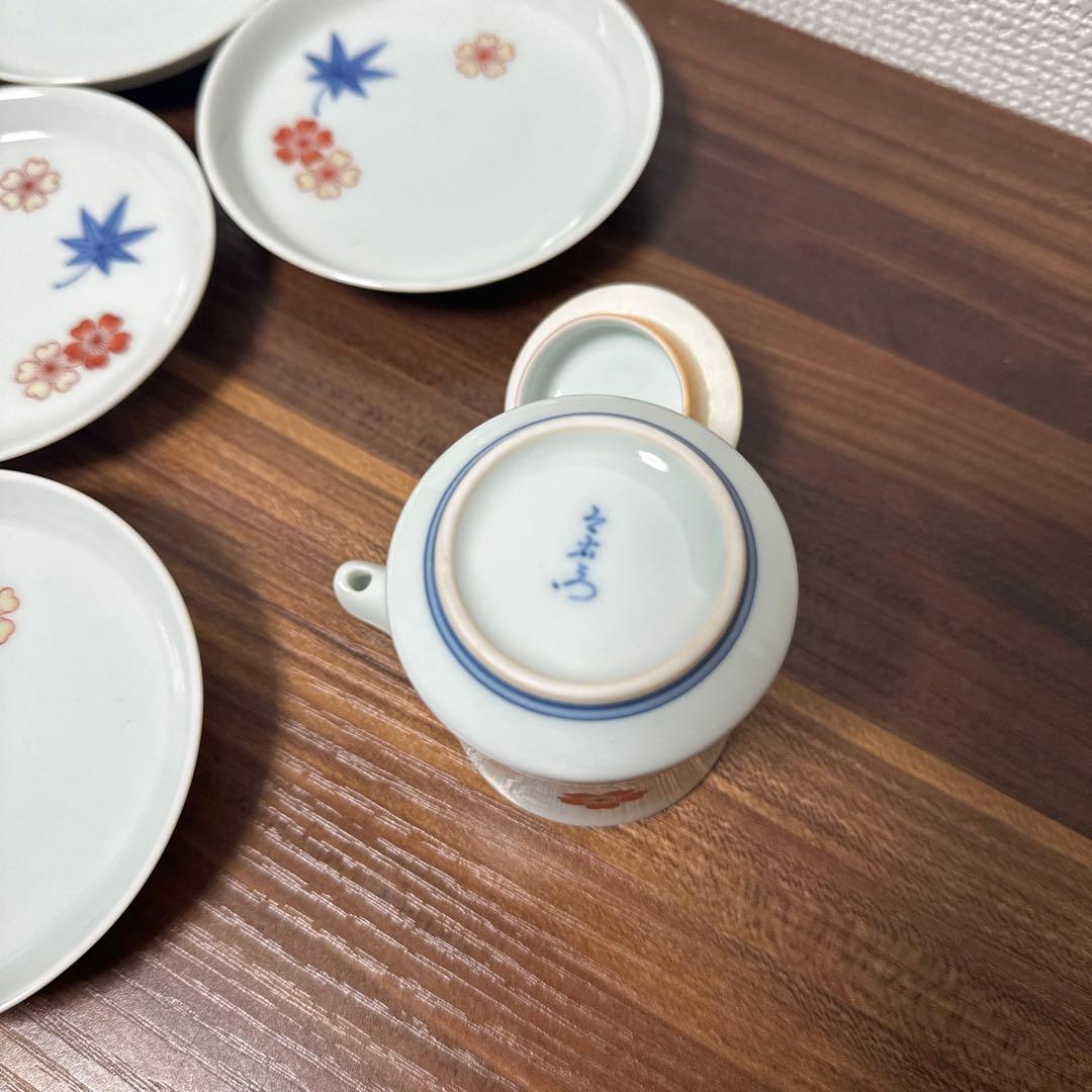 今泉今右衛門 醤油差し1個 錦絵変り小皿6枚セット