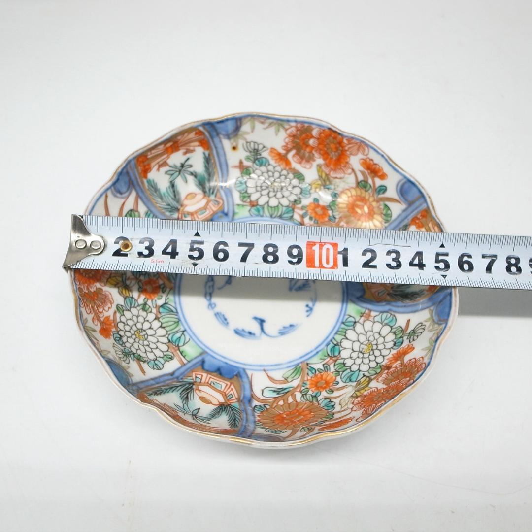 古伊万里　錦手　花尽くし文様　なます皿　2枚