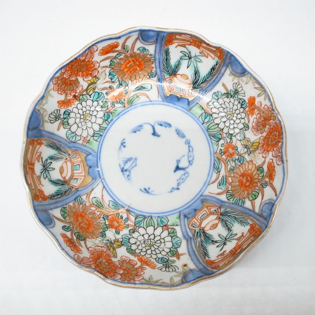 古伊万里　錦手　花尽くし文様　なます皿　2枚