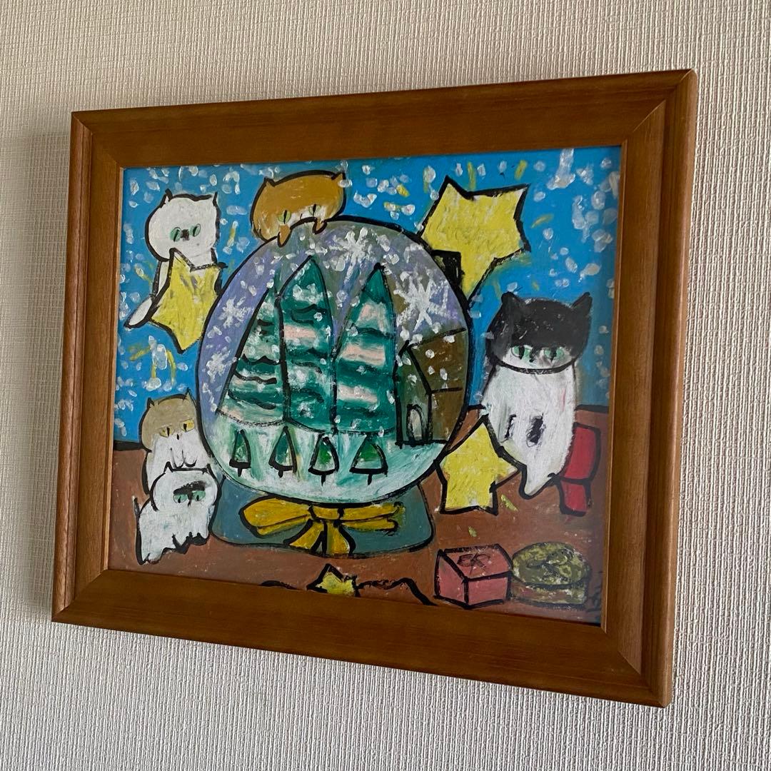 壁掛け絵☆【可愛い猫ちゃんたちは楽しく美しいクリスマスを迎える】